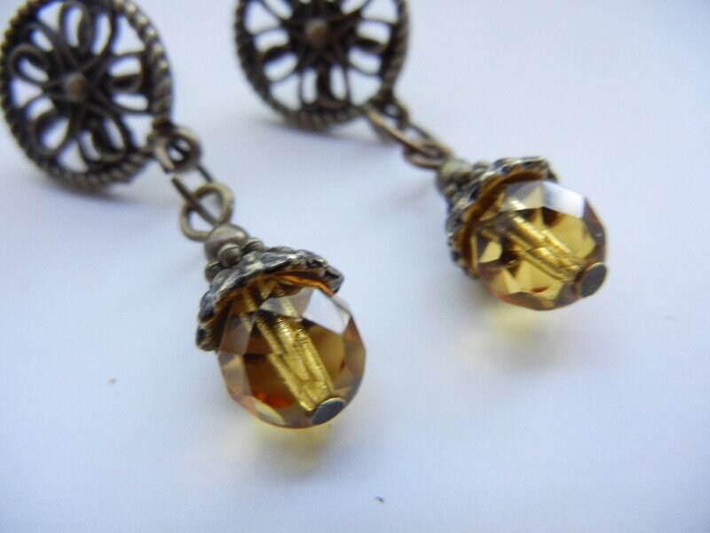 Mittelalter Ohrringe in Topaz Und Bronze von TinaTwinklestars1