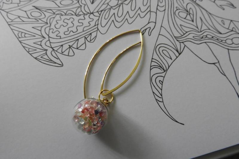 Silberf. Ohrringe Mit Bunten Glitzersteinen Gefüllte Kugel von TinaTwinklestars1