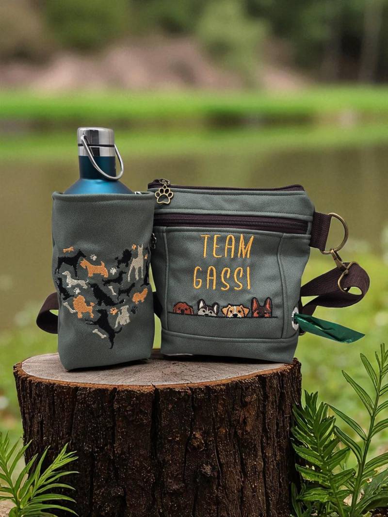 Gassitasche, Auch Einzeln Erhältlich, Hundetasche, Umhängetasche, Kotbeutel, Flaschenhalter Und Aluflasche von Tinaehtshop