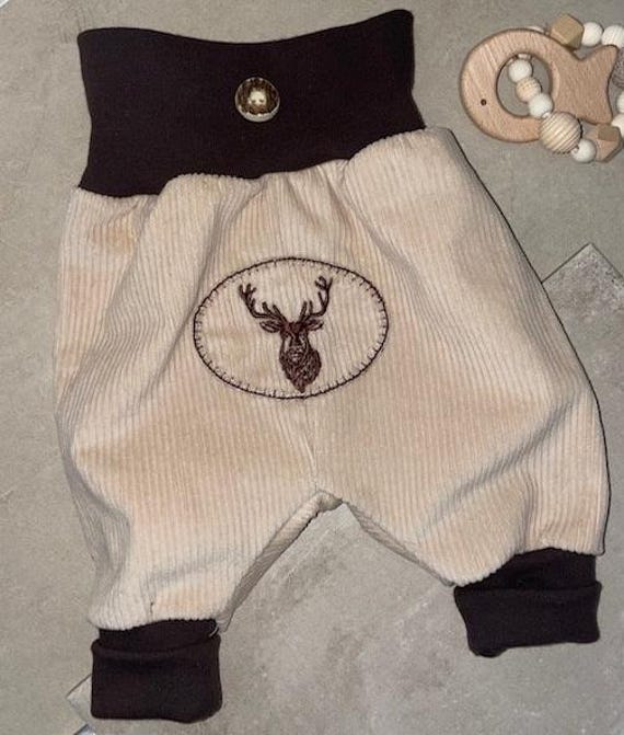 Trachtenhose Cord Baby Pumphose Geburt Neugeborenes Taufe Geschenk Hose Beige Kord Größe 50 - 56 -62 68 74 80 86 93 96 von TinasDesignertraeume