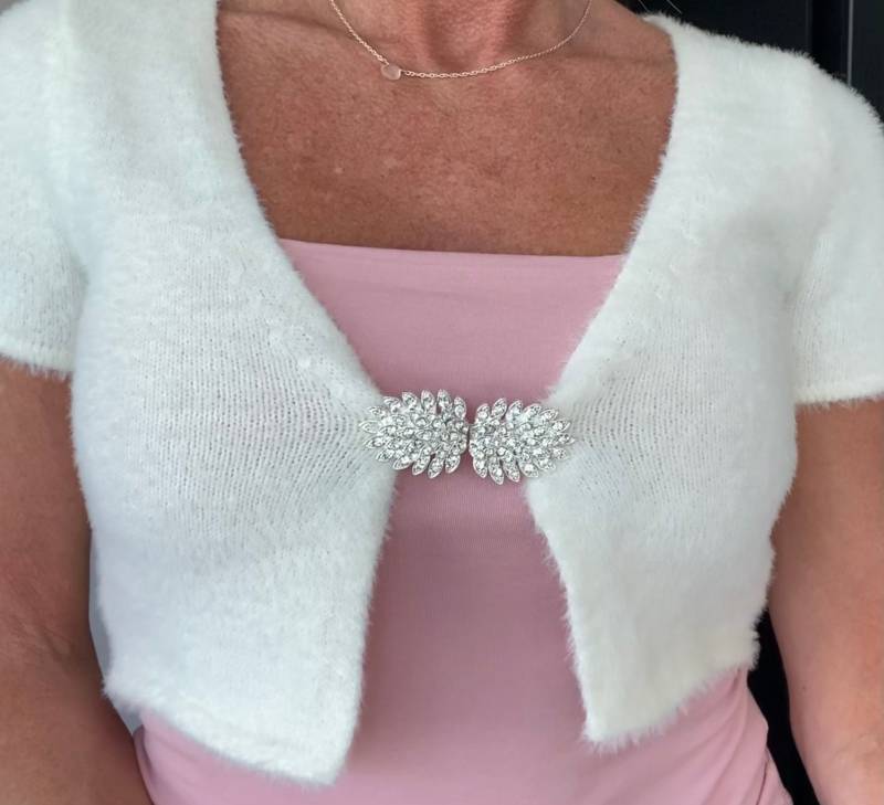 Cardigan Clip Brosche Mit Farnmuster in Crystal Oder Black von TinasPrettyPinkToes