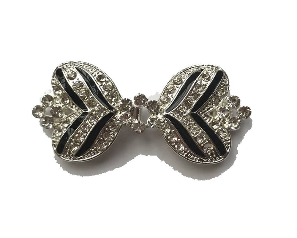 Cardigan Clip Brosche Tulpe in Schwarz & Silber von TinasPrettyPinkToes