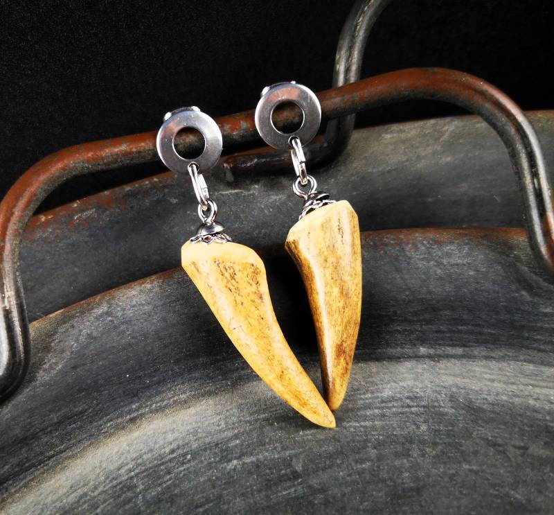 1 Paar Ohrringe, Edelstahl Und Horn, Auswahl von TinasSchmucktruheCOM