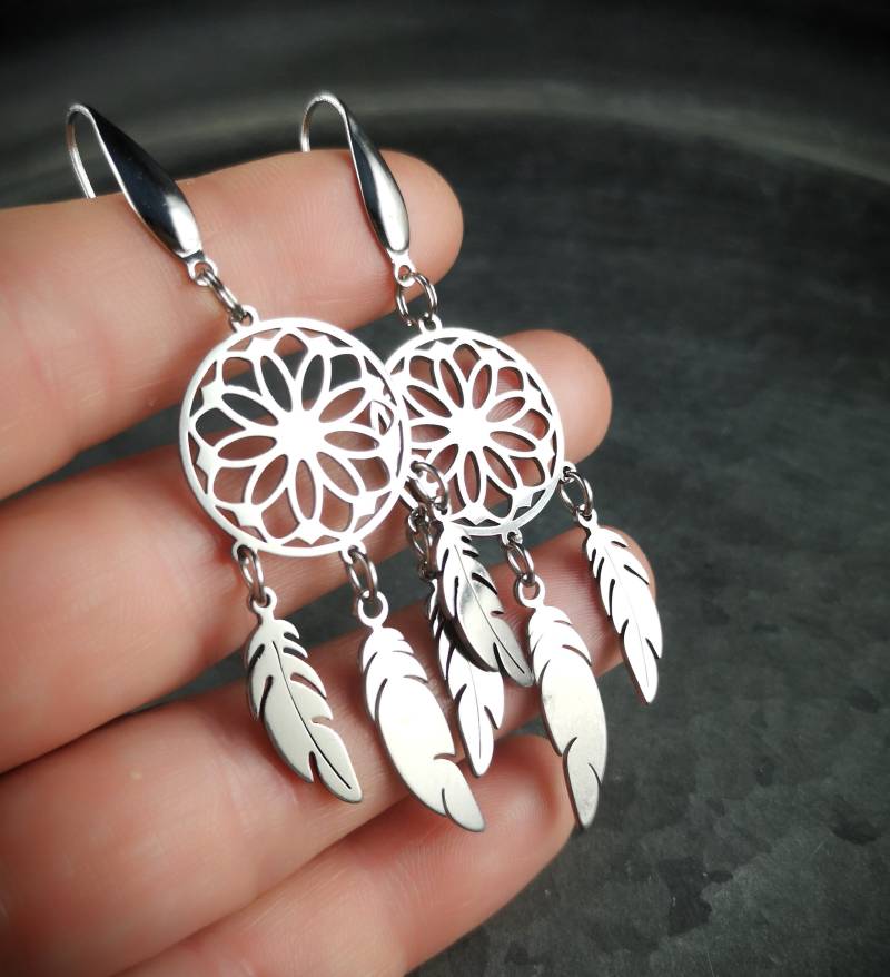 1 Paar Ohrringe, Kette, Edelstahl, Traumfänger von TinasSchmucktruheCOM