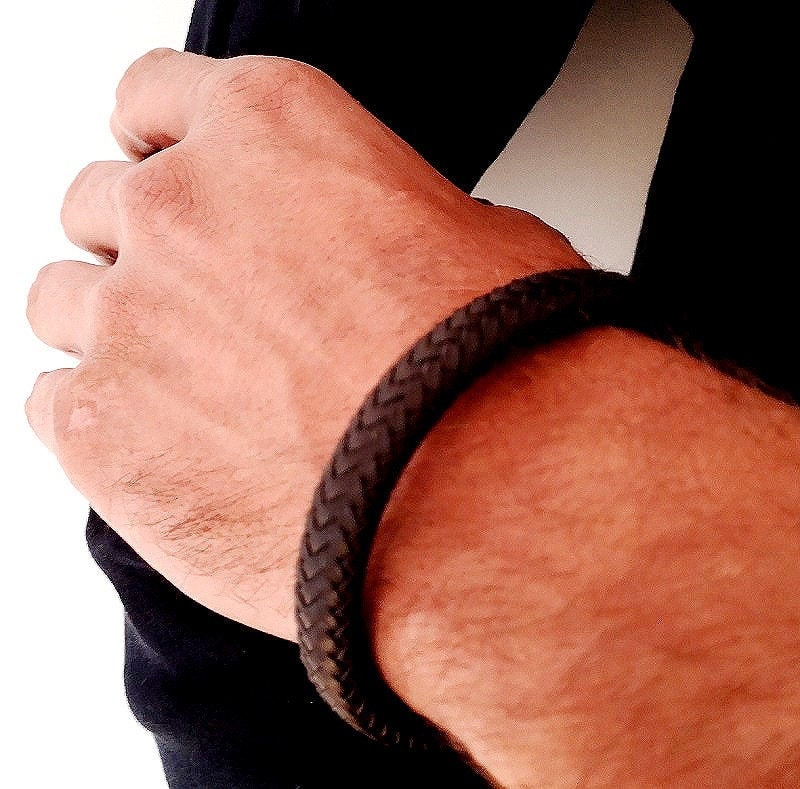 Armband, Leder, Edelstahl, Dunkelbraun, Unisex von TinasSchmucktruheCOM