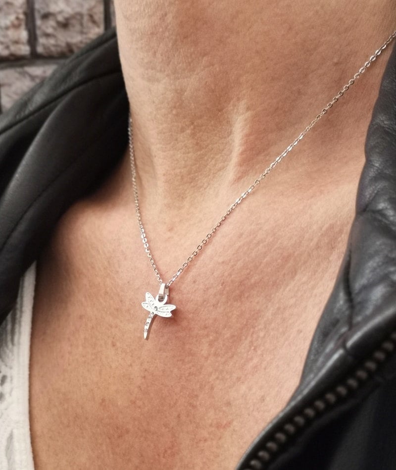 Kette , Edelstahlkette, Libelle von TinasSchmucktruheCOM