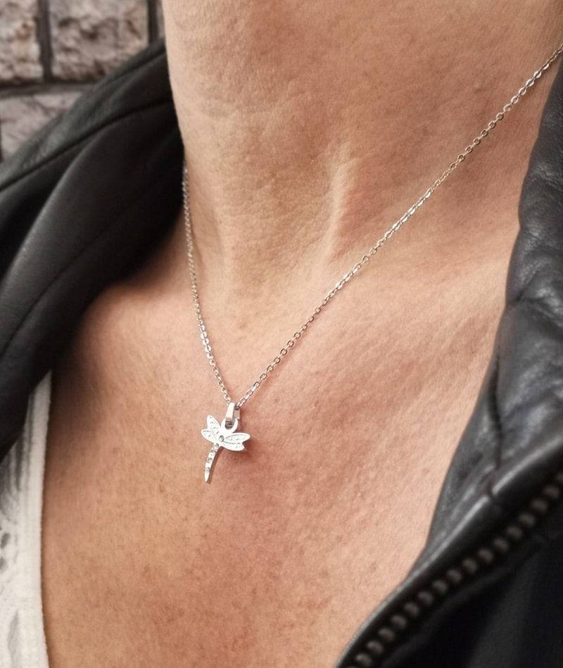 Kette , Edelstahlkette, Libelle von TinasSchmucktruheCOM