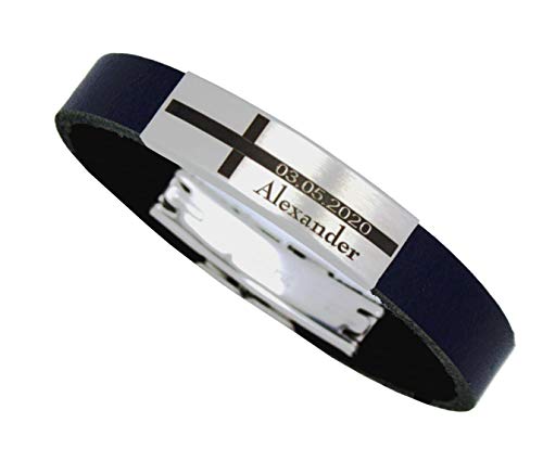 Armband Jungen Konfirmation Kommunion echt Leder personalisierbar mit Ihrer Wunsch Datum von Tinasfunshop