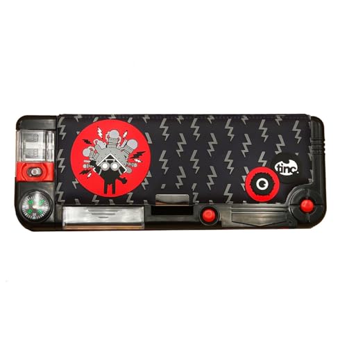 TINC Kronk Charakter, Federmäppchen mit Fächern, Inklusive Bleistift mit Radiergummiaufsatz, Kugelschreiber und 15-cm-Lineal, Einheitsgröße, Schwarz und Rot (SNPCKRBK) von Tinc