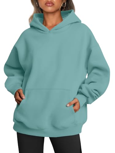 Tincini Hoodie Damen Pullover Winter Langarm Fleece Kapuzenpullover Gefütterte Pulli Sweatshirt mit Kapuzenpulli Casual Hoody mit Kapuze (Blau, XL) von Tincini