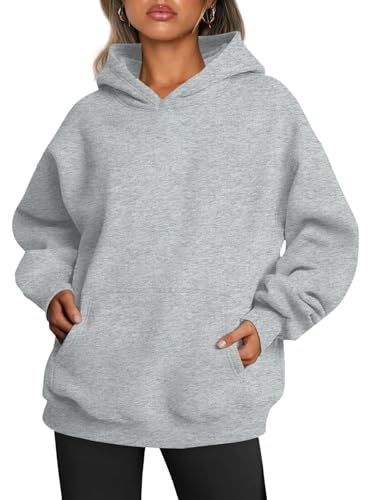 Tincini Hoodie Damen Pullover Winter Langarm Fleece Kapuzenpullover Gefütterte Pulli Sweatshirt mit Kapuzenpulli Casual Hoody mit Kapuze (Grau, M) von Tincini
