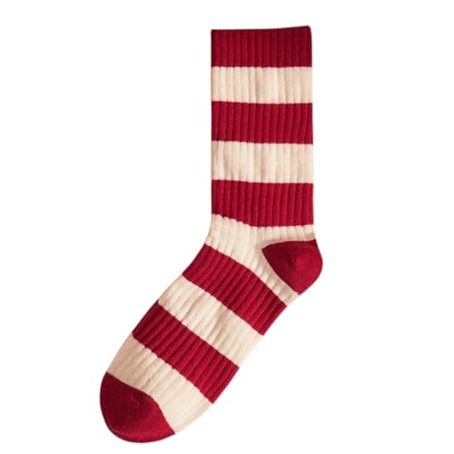 Gestreifte Retro Socken Rot Weiß für Damen & Herren – Bequeme Baumwollsocken | Unisex Strümpfe im Ringel-Look | Trendige Modesocken von Tindo