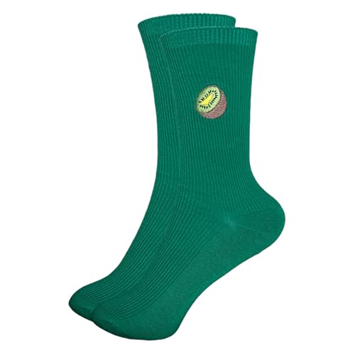 Tindo Fruit Socks Kiwi Socken Grün mit Motiv Lustige Baumwolle Socken für Männer und Frauen Geschenksocken Motivsocken Einheitsgröße 36-43 Crew Socks 1-Paar von Tindo