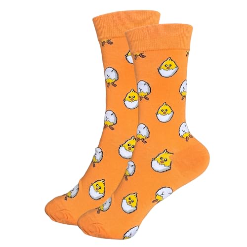 Tindo Gelbe Socken mit Kücken Motiv Lustige Verrückte Socken für Männer und Frauen Geschenksocken Unisex Einheitsgröße 36-43 Crew Socks 1-Paar… von Tindo