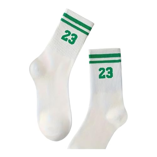 Tindo Weiße Socken mit 23 Motiv Lustige Verrückte Socken für Männer und Frauen Geschenksocken Unisex Einheitsgröße 36-43 Crew Socks 1-Paar Grün von Tindo