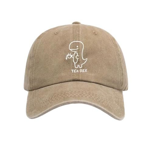 Vintage Basecap Herren in Beige/Khaki mit Dino Motiv - Cap damen Unisex retro Kappe für Freizeit aus Baumwolle von Tindo