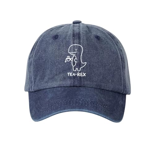 Vintage Basecap Herren in Blau mit Dino Motiv - Cap damen Unisex retro Kappe für Freizeit aus Baumwolle von Tindo