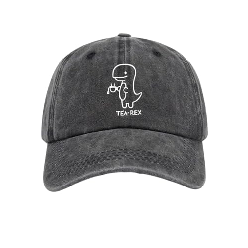 Vintage Basecap Herren in Schwarz mit Dino Motiv - Cap damen Unisex retro Kappe für Freizeit aus Baumwolle von Tindo