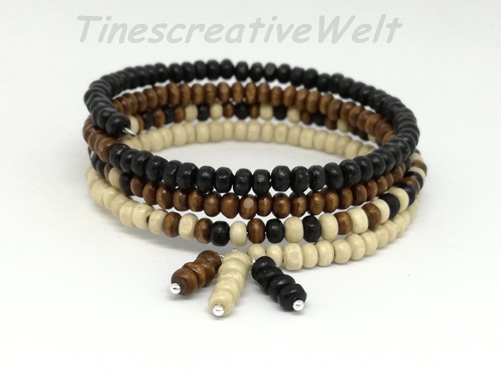 Armband, Spiralarmband, Holzperlen, Holzschmuck, Holzarmband, Armband Mehrreihig, Memory-Draht, Geschenk, Geburtstag Armband, Spiralarmband, Holzperlen, Holzschmuck, Holzarmband, Armband Mehrreihig, Memory-Draht, Geschenk, Geburtstag von TinescreativeWelt