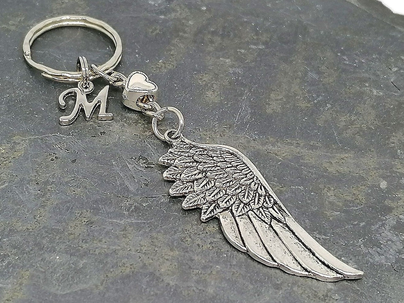 Glücksbringer, Engelsflügel, Personalisiert, Herz, Schlüsselanhänger, Taschenanhänger von TinescreativeWelt