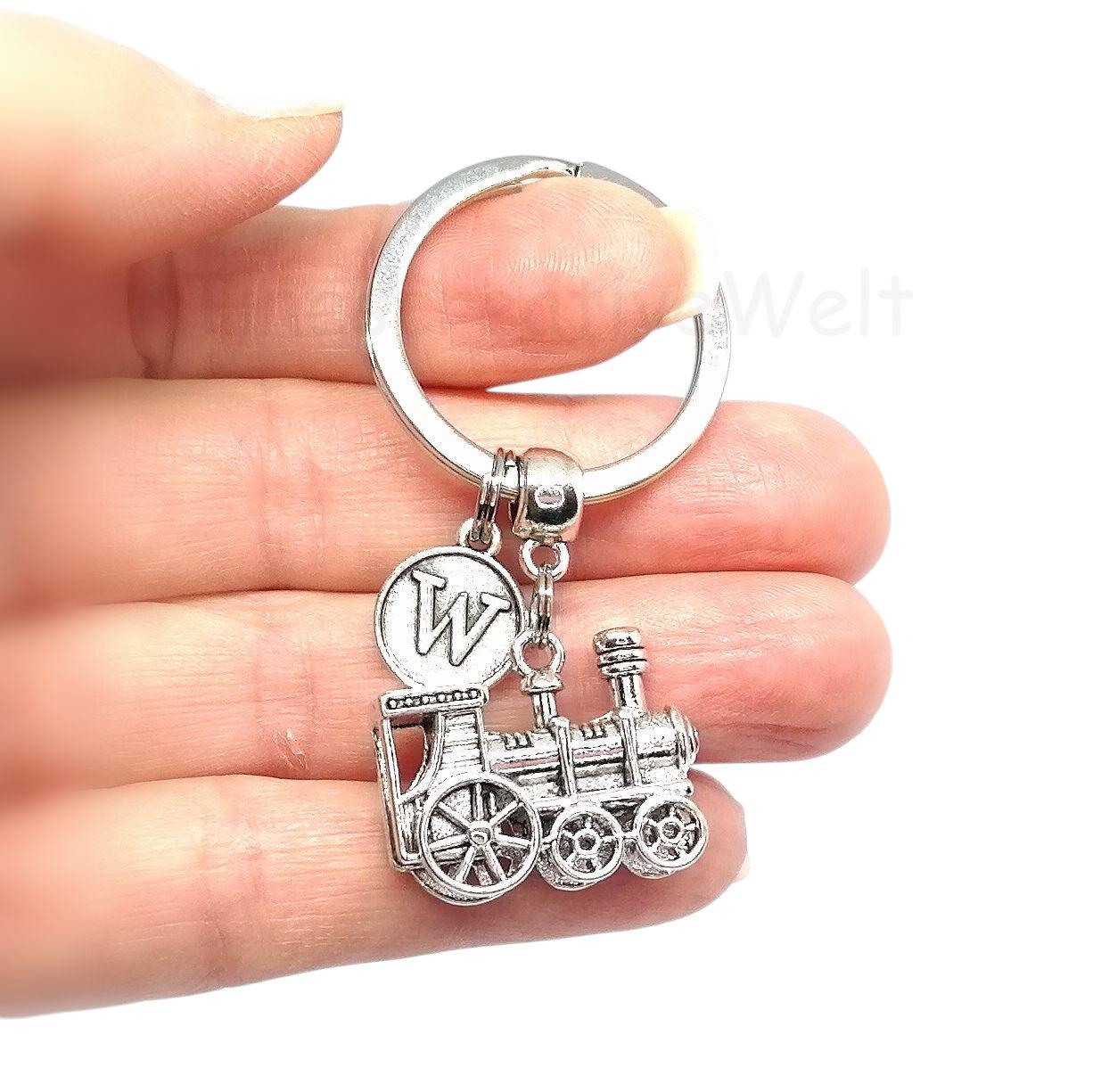 Lokomotive, Schlüsselanhänger, Eisenbahn, Dampflok, Zug, Glücksbringer, Fahr Vorsichtig, Auswahl Anzahl Der Buchstaben von TinescreativeWelt