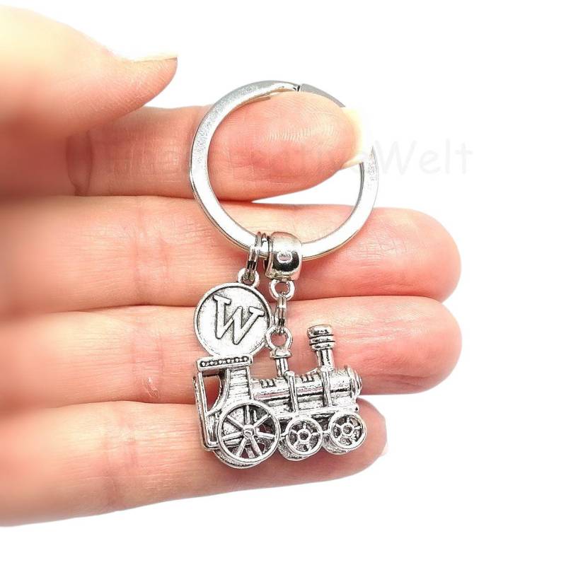 Lokomotive, Schlüsselanhänger, Eisenbahn, Dampflok, Zug, Glücksbringer, Fahr Vorsichtig, Auswahl Anzahl Der Buchstaben von TinescreativeWelt