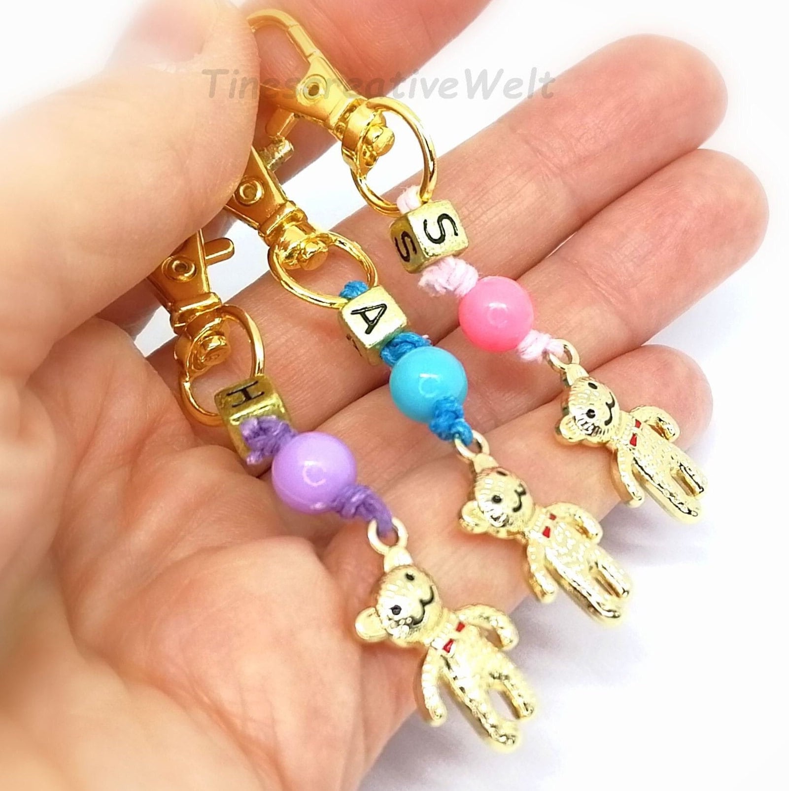 Personalisierter Schlüsselanhänger, Bär, Buchstabe, Rucksackanhänger, Karabinerhaken Mit Wirbel, Geschenk Mädchen, Junge Personalisierter Schlüsselanhänger, Bär, Buchstabe, Rucksackanhänger, Karabinerhaken Mit Wirbel, Geschenk Mädchen, Junge von TinescreativeWelt