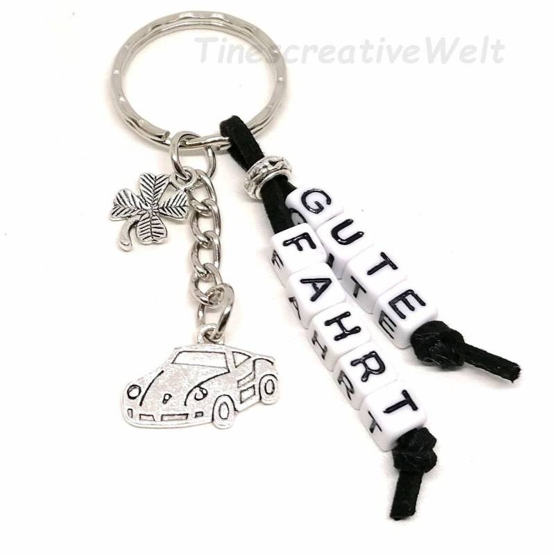 Schlüsselanhänger, Auto, Gute Fahrt, Führerschein, Glücksbringer, Kleeblatt, Geschenk von TinescreativeWelt