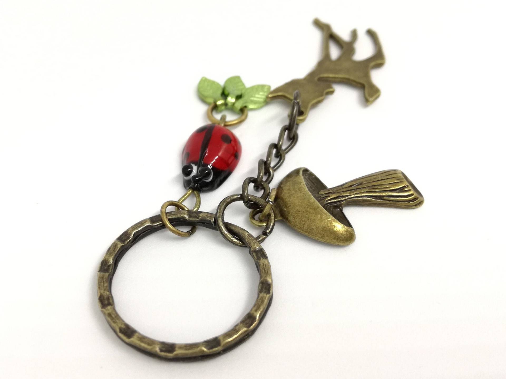 Schlüsselanhänger, Bronze, Reh, Marienkäfer, Pilz, Blätter, Glücksbringer, Anhänger, Taschenanhänger, Geschenk von TinescreativeWelt