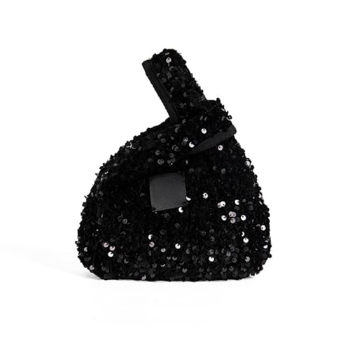 Damen Pailletten Clutches Abendtaschen Retro Elegant Dreieck Geldbörse für 1920er Jahre Party Abschlussball Hochzeit Trendy Geldbörse Handtasche Handgelenk Clutch Geldbörsen für Frauen, Schwarz , One von TingHaoO