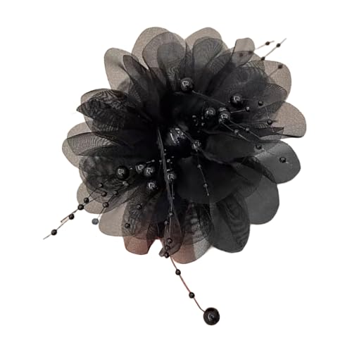 Elegante Haarspange mit Fransen und Pfingstrosen, starker Verschluss, klassische braun/schwarze Haarspange für Damen, Pfingstrosenfeder-Haarspange von TingHaoO