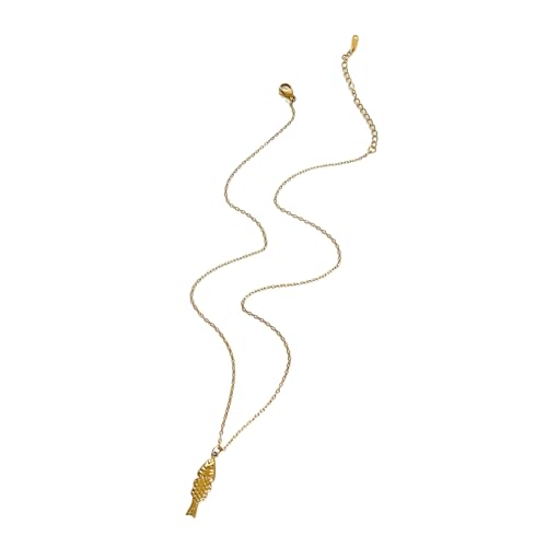 Elegantes, verstellbares Fisch-Charm-Anhänger-Halsketten-Set, stabile Edelstahlkette, Schmuck für Frauen, Party, Freizeit, trendige Fisch-Anhänger-Halskette, Einheitsgröße, Wie beschrieben, Wie von TingHaoO