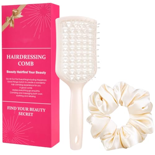 Entwirrende Haarbürste, belüftete Haarbürste, Entwirrbürste mit Haargummis, 2-teiliges Haarzubehör-Set für Damen und Mädchen von TingHaoO