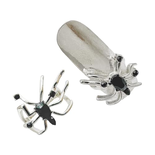 Gothic Ringe Verstellbare Mode Spinnen Öffnungsringe Kupfer Textur Mode Finger für Hochzeit Partys Dunkle Spinnen Set, Einheitsgröße, Wie beschrieben, Wie beschrieben von TingHaoO