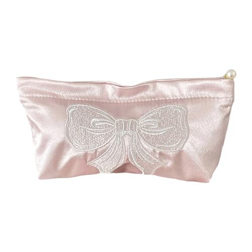 Große Kapazität, wasserdichte Make-up-Tasche mit schimmerndem Schleifen-Design, tragbarer Reise-Kosmetik-Organizer für Damen, Perlglanz, Kosmetik-Organizer-Tasche, mehrfarbig, M von TingHaoO