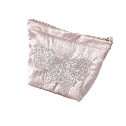 Große Kapazität, wasserdichte Make-up-Tasche mit schimmerndem Schleifen-Design, tragbarer Reise-Kosmetik-Organizer für Damen, Perlglanz, Kosmetik-Organizer-Tasche, mehrfarbig, S von TingHaoO