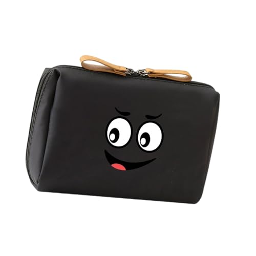 Lustige Nylon-Make-up-Tasche mit mehreren Fächern, Reise-Kosmetiktasche, moderne Aufbewahrungstasche für Damen und Herren, Nylon-Make-up-Tasche, Schwarz , Mass Beauty von TingHaoO