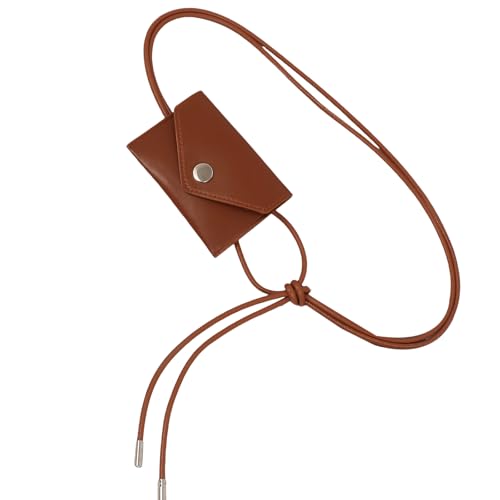 Praktische Umschlag-Hüfttasche für Damen, verstellbar, geknotete Details, PU-Leder, Hüfttasche für den täglichen Gebrauch, braun, Einheitsgröße, Mass Beauty von TingHaoO