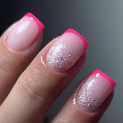 Press on Nails Rose Kleber auf Nägel, Glitzer, UVS-Finish, künstliche Acrylfarbe, für Frauen und Mädchen, künstliche Rose mit Design von TingHaoO