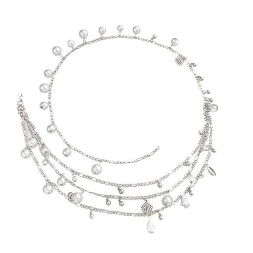 Retro-Perlen, Taillenkette, mehrschichtige Perlen, leichte Körperkette für Kleider, formelle Kleidung oder lässiger Strand-Taillenschmuck von TingHaoO