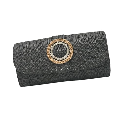 Stroh-Clutches Geldbörsen für Damen, Sommer, Strand, Stroh, Geldbörse, gewebter Umschlag, Geldbörse, Umhängetasche, Abend-Handtasche, Geschenke, Strandtasche, Schwarz , One Size Stroh-Clutches Geldbörsen für Damen, Sommer, Strand, Stroh, Geldbörse, gewebter Umschlag, Geldbörse, Umhängetasche, Abend-Handtasche, Geschenke, Strandtasche, Schwarz , One Size von TingHaoO