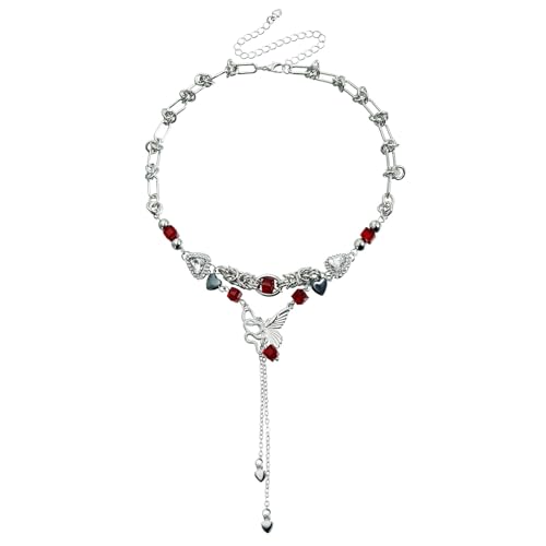 Süßer Schmetterlings-Fransenkette, Halskette, allergieresistent, Legierung, trendiger Schlüsselbein-Kette, Schmuck für moderne Frauen, zierlicher Schlüsselbein-Schmuck aus Legierung von TingHaoO