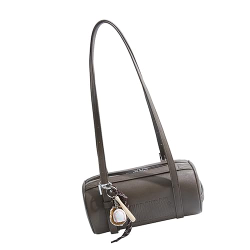 TingHaoO 2025 Winter Kollektion Damen Zylinder Handtasche Stilvolle PU Leder Umhängetasche Multifunktionale Crossbody Geldbörse Frauen Handtasche, grau, One Size von TingHaoO