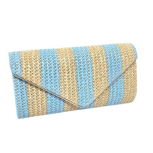 TingHaoO All-matching Crossbody Bag For Women Vacation Handbag Straw Beach Bag Striped Shoulder Handwoven Messengers Women Crossbody Straw Beach Striped Shoulder Vacation Handbag, Blau/Gelb, One Size von TingHaoO