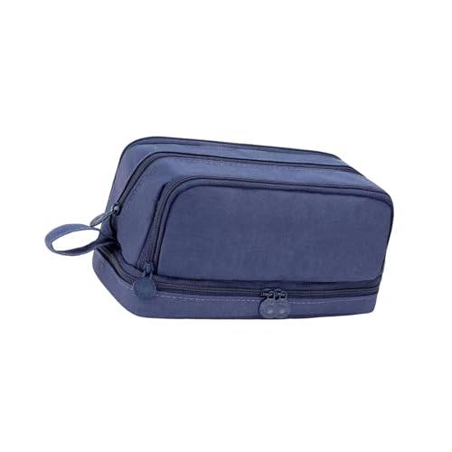 TingHaoO Doppelschichtiges Federmäppchen, einfarbig, großes Fassungsvermögen, Federmäppchen, Bleistift-Organizer, marineblau TingHaoO Doppelschichtiges Federmäppchen, einfarbig, großes Fassungsvermögen, Federmäppchen, Bleistift-Organizer, marineblau von TingHaoO