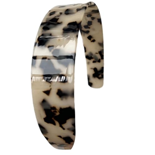 TingHaoO Elegantes, breites Stirnband in Leopardenmuster und Muschelweiß, Kopfbedeckung für Alltag und Abschlussball von TingHaoO