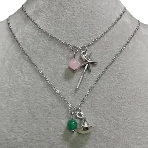 TingHaoO Fantasie-inspiriertes Schlüsselbein-Kette, Hexenhut und Zauberstab-Halsketten-Set, verstellbare Halskette für Themenfeier, bezaubernder Hexenhut-Anhänger von TingHaoO