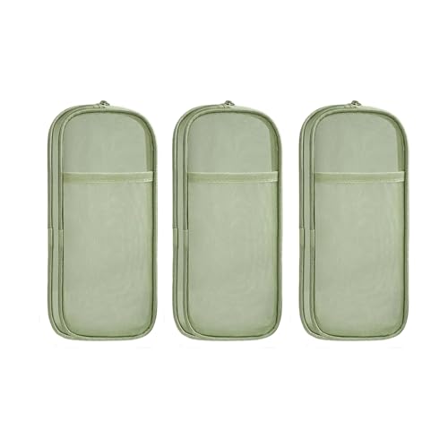 TingHaoO Federmäppchen, transparent, doppellagig, Stifteetui, Stifteetui, Reise-Make-up-Pinselhalter für Büro, 3 Stück, grün TingHaoO Federmäppchen, transparent, doppellagig, Stifteetui, Stifteetui, Reise-Make-up-Pinselhalter für Büro, 3 Stück, grün von TingHaoO