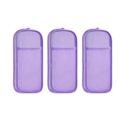 TingHaoO Federmäppchen, transparent, doppellagig, Stifteetui, Stifteetui, Reise-Make-up-Pinselhalter für Büro, 3 Stück, violett TingHaoO Federmäppchen, transparent, doppellagig, Stifteetui, Stifteetui, Reise-Make-up-Pinselhalter für Büro, 3 Stück, violett von TingHaoO