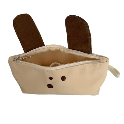 TingHaoO Federmäppchen mit langen Hundeohren, großes Leinen-Federmäppchen, Reise-Kosmetiktasche für Mädchen und Frauen, Kaffeegröße: TingHaoO Federmäppchen mit langen Hundeohren, großes Leinen-Federmäppchen, Reise-Kosmetiktasche für Mädchen und Frauen, Kaffeegröße: von TingHaoO